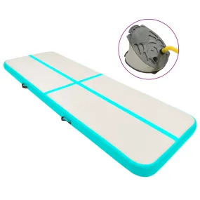 vidaXL Inflatable Gymnastics Mat with Pump 400x100x20 cm PVC Green