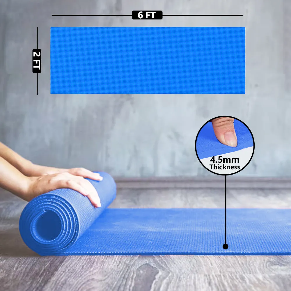 WErFIT 4.5mm Ultra Premium EVA Yoga Mat, Anti Skid, Home & Gym Workout for Men & Women Blue 4.5 mm Yoga Mat
