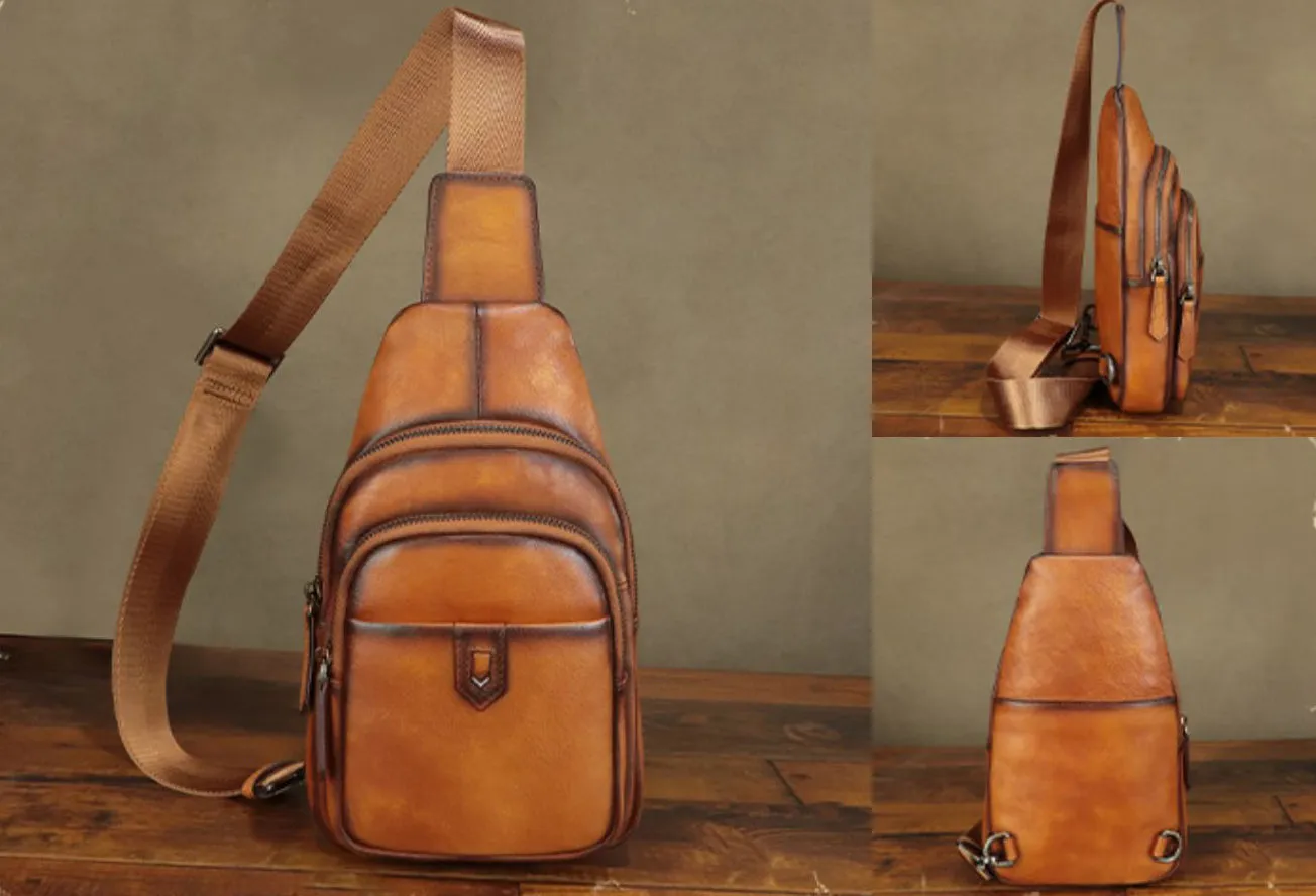 Women's Crossbody Chest Bag Leather Sling Bags For Women