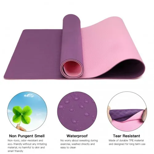 Yoga-1 Kono TPE Non-slip Classic Yoga Mat - Purple And Pink | Eco-friendly & Durable