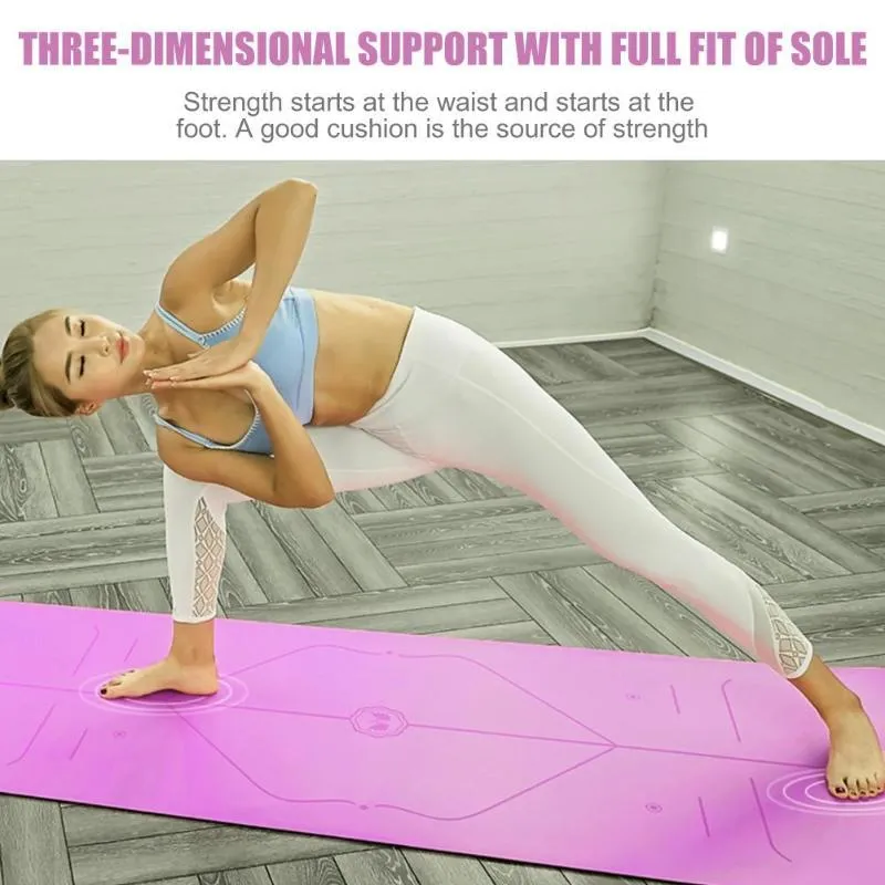 Yoga Mat with Position Line Non Slip Fitness Exercise Carpet Mat Workout