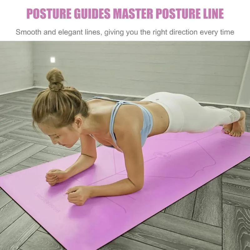 Yoga Mat with Position Line Non Slip Fitness Exercise Carpet Mat Workout
