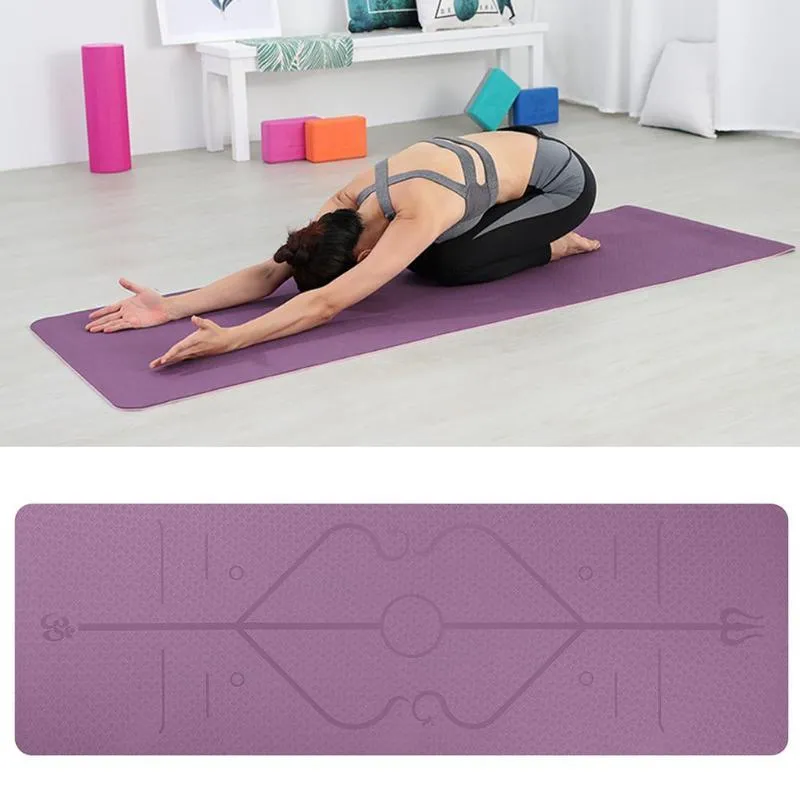 Yoga Mat with Position Line Non Slip Fitness Exercise Carpet Mat Workout