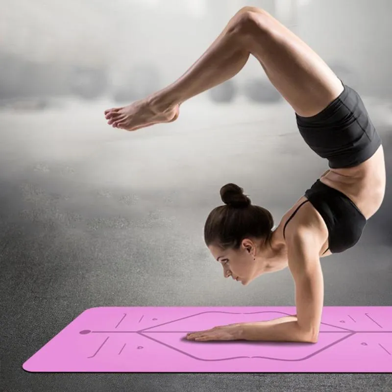 Yoga Mat with Position Line Non Slip Fitness Exercise Carpet Mat Workout