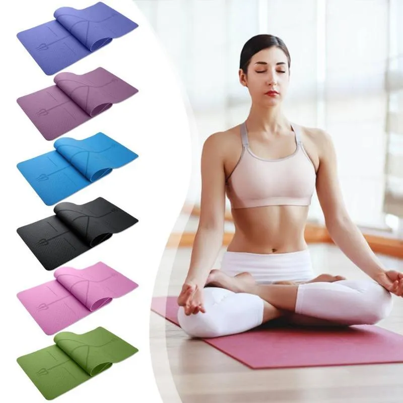 Yoga Mat with Position Line Non Slip Fitness Exercise Carpet Mat Workout